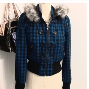 Forever 21 Blue Bomber Jacket w/Hood